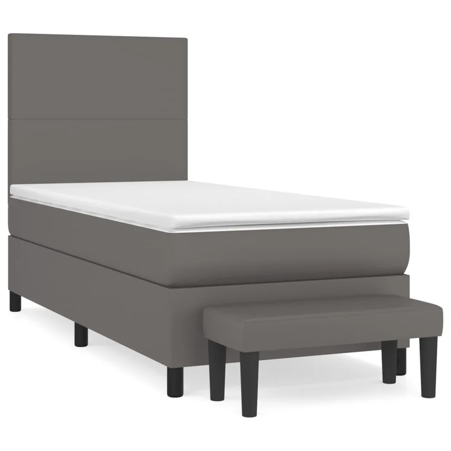 Sommier à lattes de lit avec matelas Gris 90x190 cm Similicuir - 2