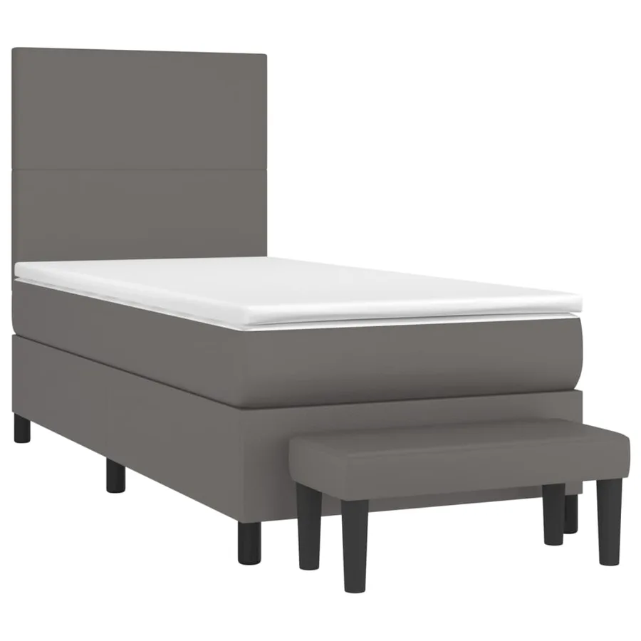 Sommier à lattes de lit avec matelas Gris 90x200 cm Similicuir - 3