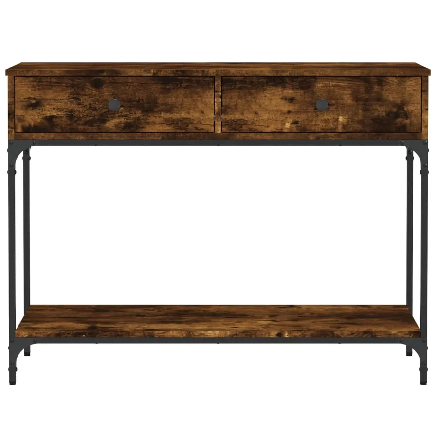 Table console chêne fumé 100x34,5x75 cm bois d'ingénierie - 3