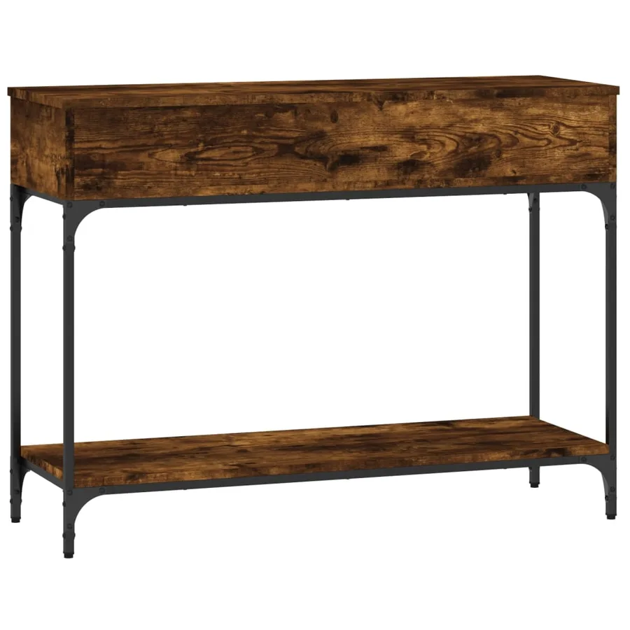 Table console chêne fumé 100x34,5x75 cm bois d'ingénierie - 5