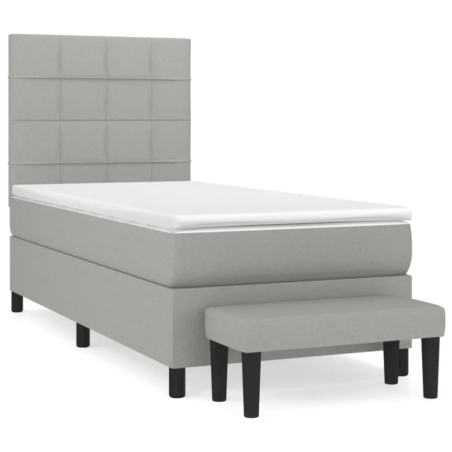 Sommier à lattes de lit avec matelas Gris clair 80x200 cm Tissu - 2