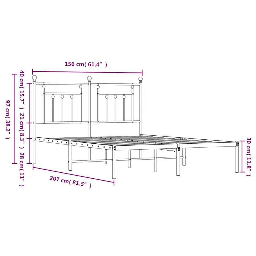 Cadre de lit métal sans matelas avec tête de lit noir 150x200cm - 10