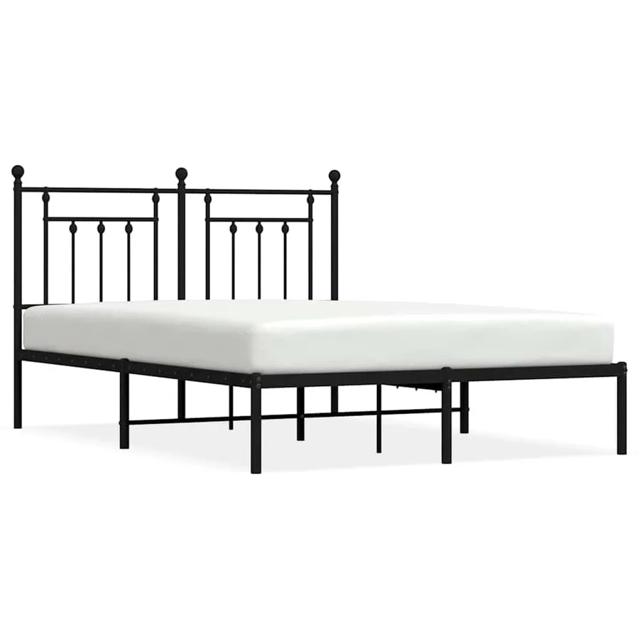 Cadre de lit métal sans matelas avec tête de lit noir 150x200cm - 2