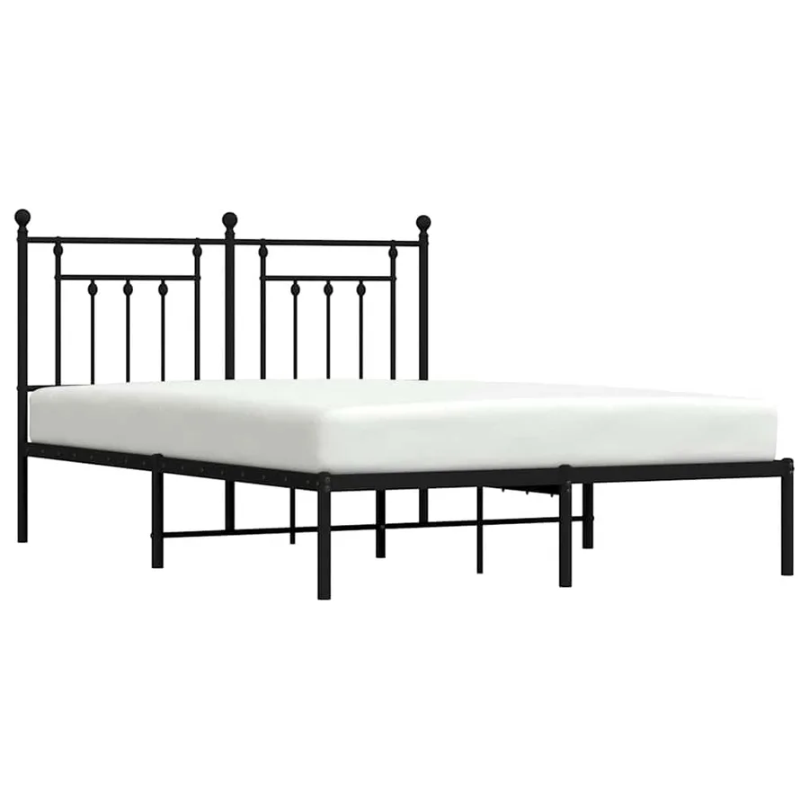 Cadre de lit métal sans matelas avec tête de lit noir 150x200cm - 5