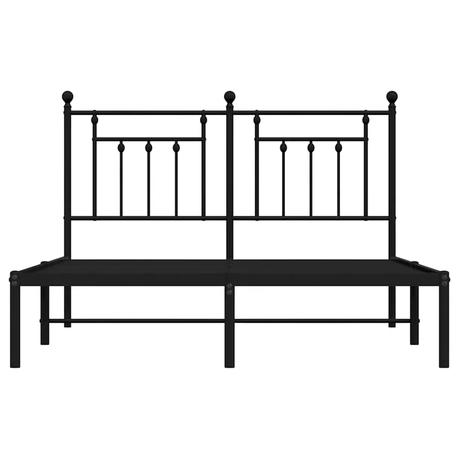 Cadre de lit métal sans matelas avec tête de lit noir 150x200cm - 6