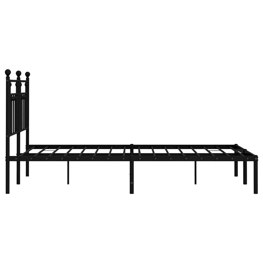 Cadre de lit métal sans matelas avec tête de lit noir 150x200cm - 7