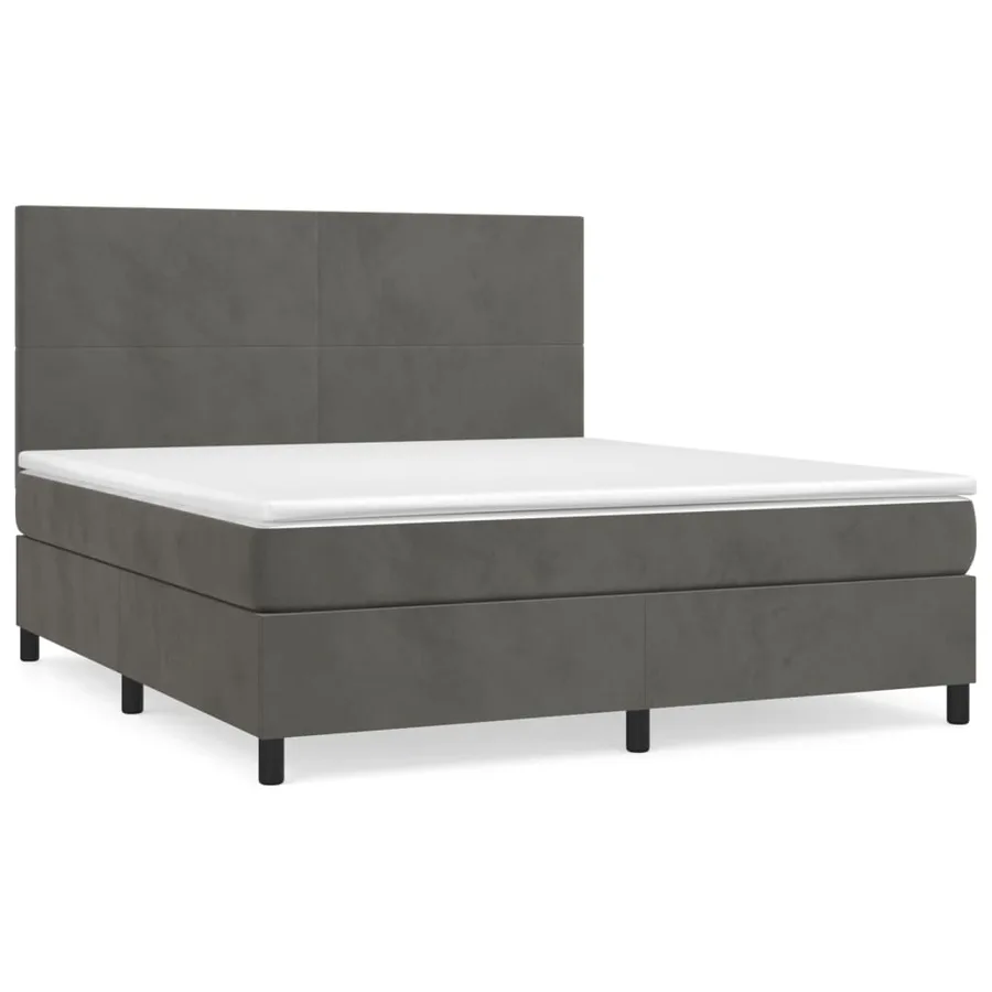 Sommier à lattes de lit et matelas Gris foncé 180x200cm Velours - 2