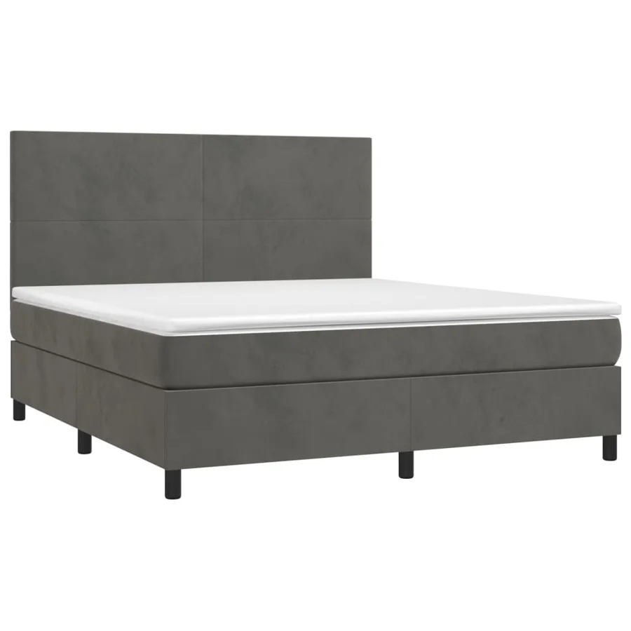 Sommier à lattes de lit et matelas Gris foncé 180x200cm Velours - 3