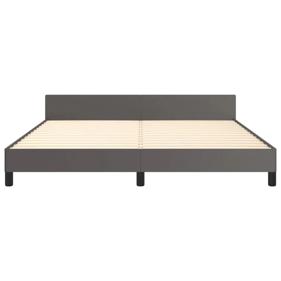 Cadre de lit sans matelas gris similicuir - 6