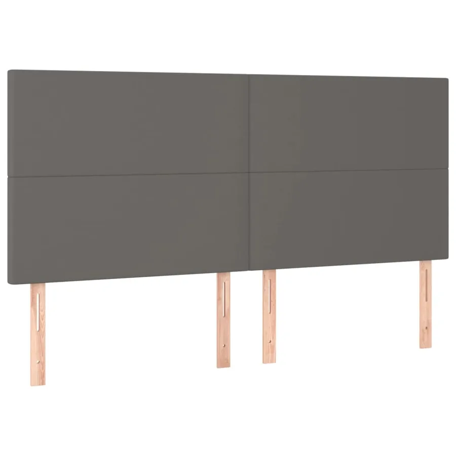 Cadre de lit sans matelas gris similicuir - 9