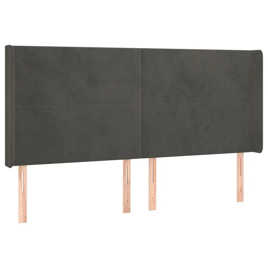Tête de lit avec oreilles Gris foncé 183x16x118/128 cm Velours - 2