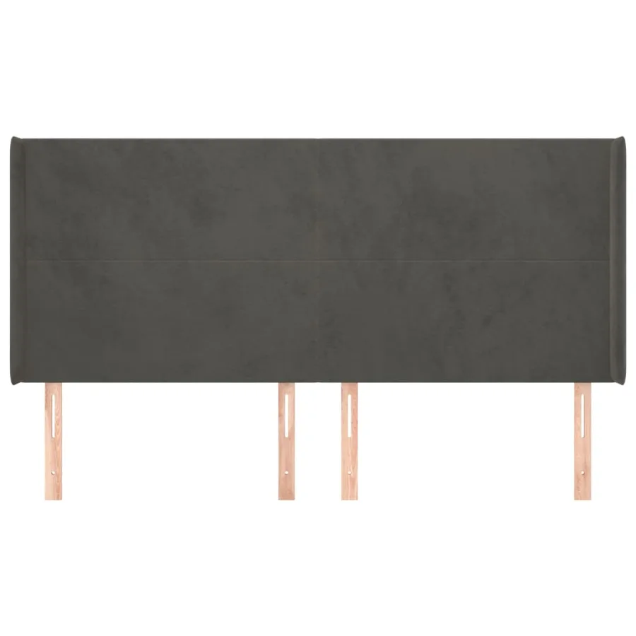 Tête de lit avec oreilles Gris foncé 183x16x118/128 cm Velours - 3