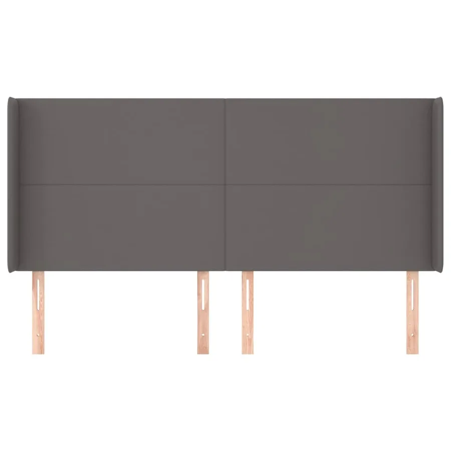 Tête de lit avec oreilles Gris 183x16x118/128 cm Similicuir - 3
