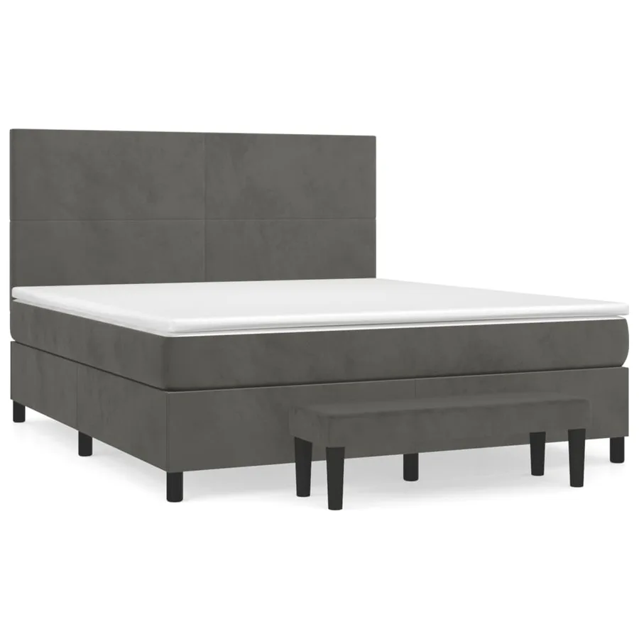 Sommier à lattes de lit et matelas Gris foncé 160x200cm Velours - 2
