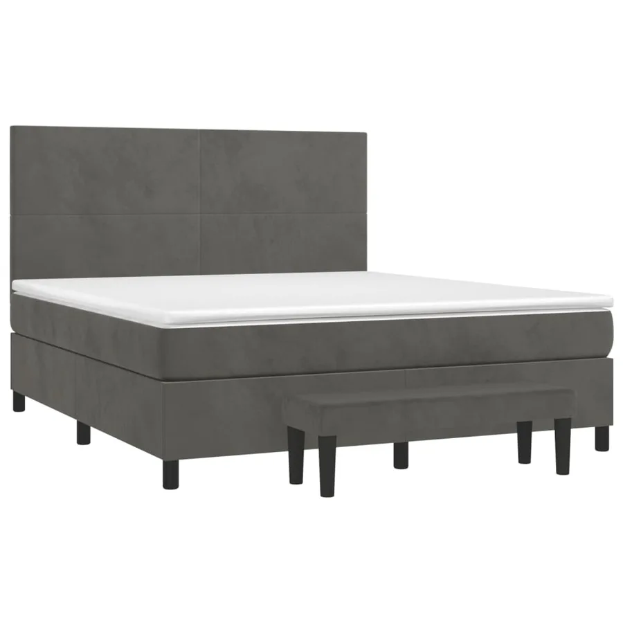Sommier à lattes de lit et matelas Gris foncé 160x200cm Velours - 3