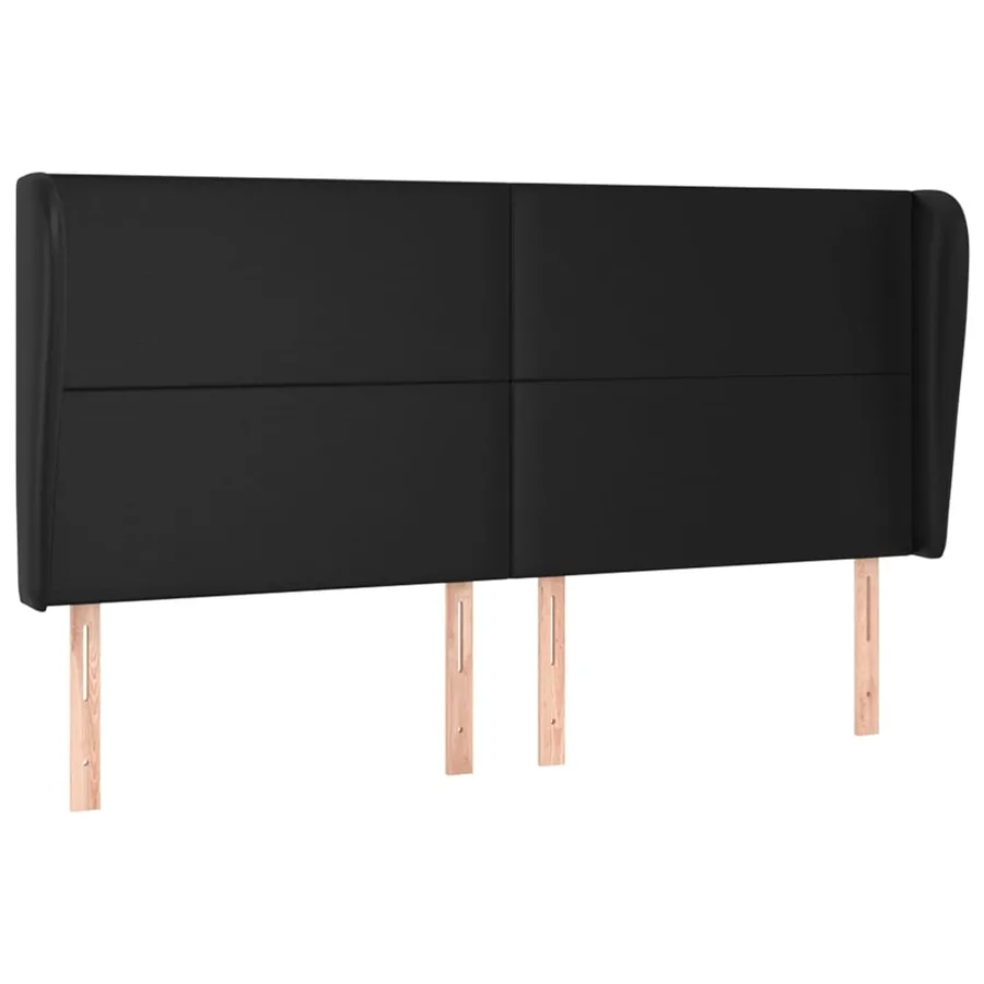 Tête de lit avec oreilles Noir 163x23x118/128 cm Similicuir - 2