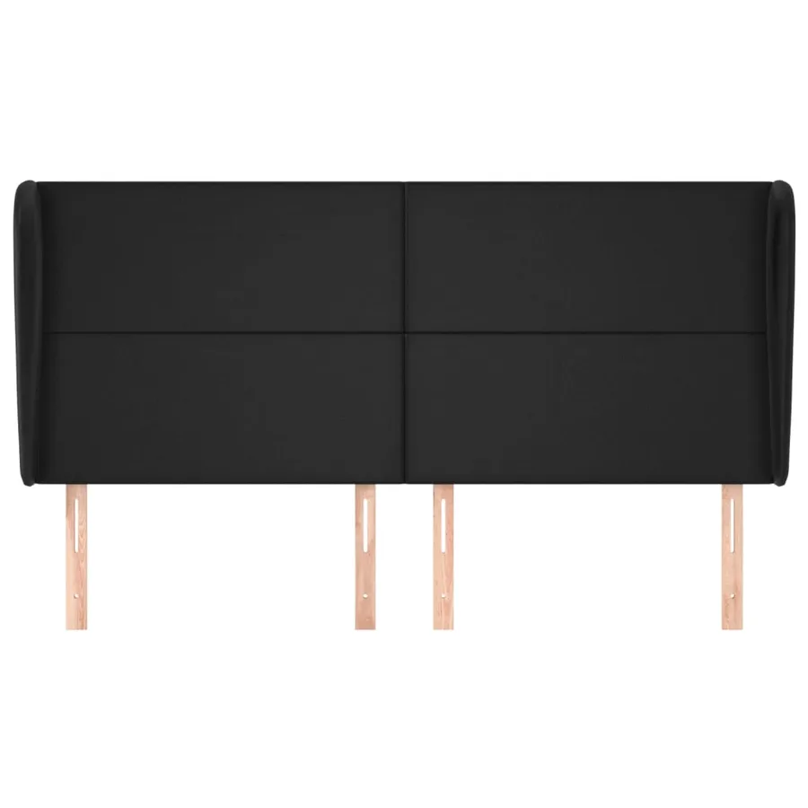 Tête de lit avec oreilles Noir 163x23x118/128 cm Similicuir - 3