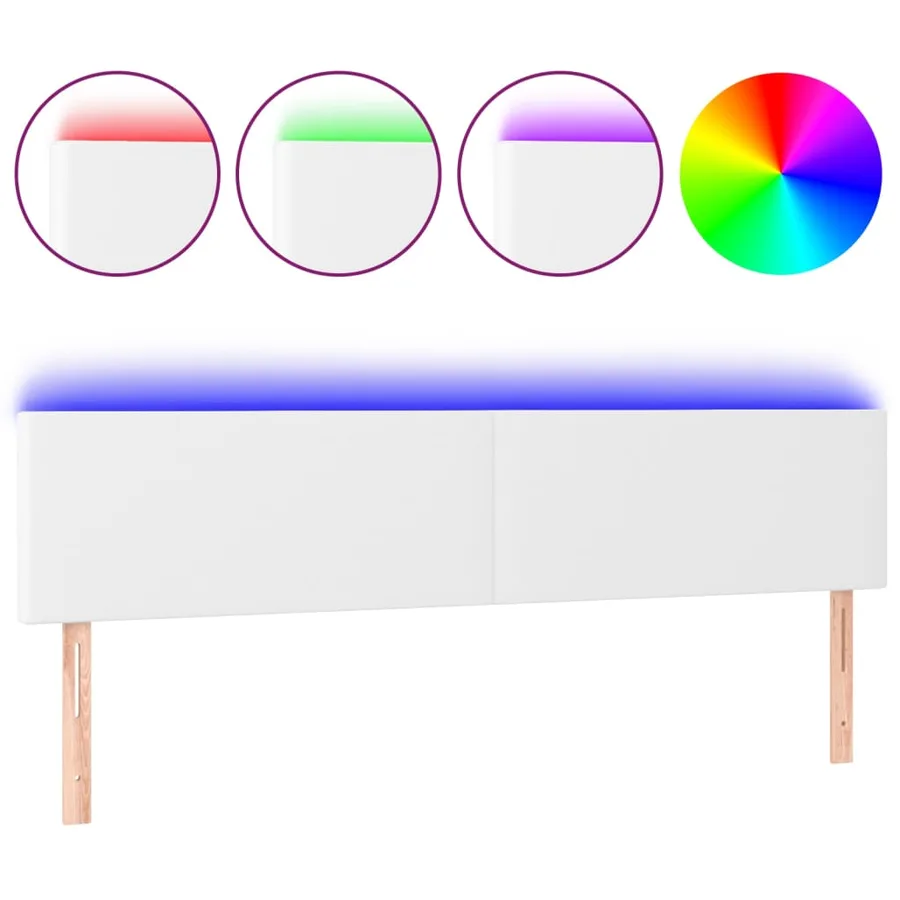 Tête de lit à LED Blanc 160x5x78/88 cm Similicuir - 2
