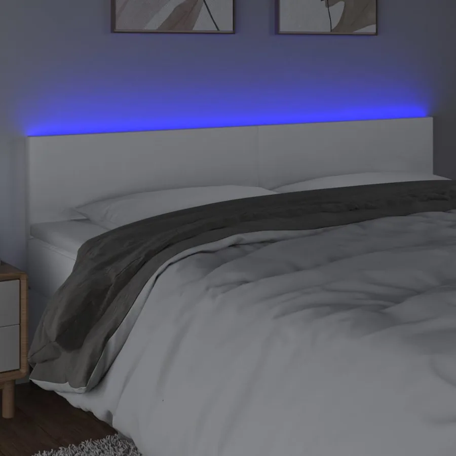 Tête de lit à LED Blanc 160x5x78/88 cm Similicuir - 3