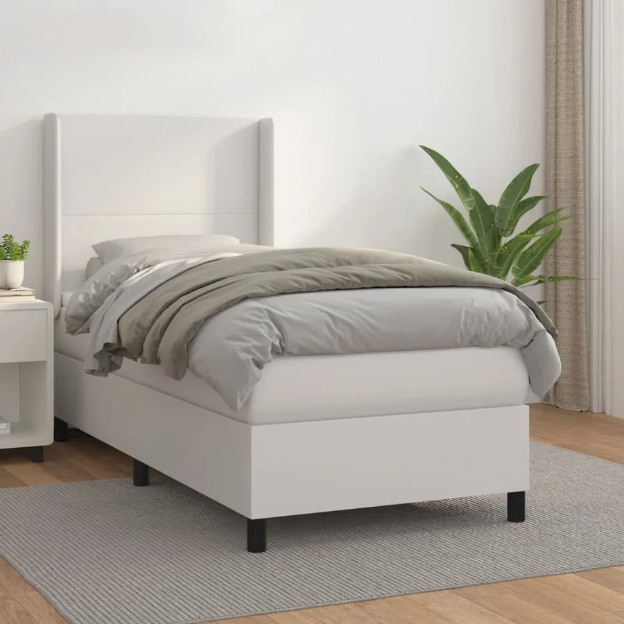 Sommier à lattes de lit avec matelas Blanc 80x200 cm Similicuir