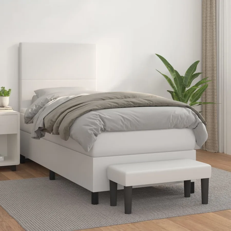 Sommier à lattes de lit avec matelas Blanc 80x200 cm Similicuir