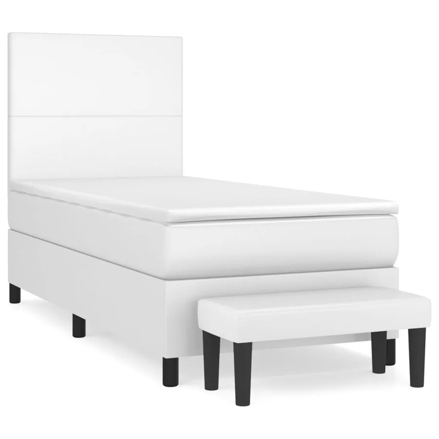 Sommier à lattes de lit avec matelas Blanc 80x200 cm Similicuir - 2