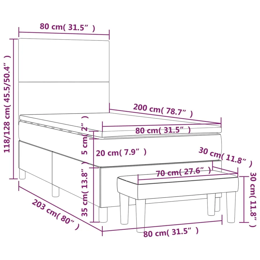 Sommier à lattes de lit avec matelas Blanc 80x200 cm Similicuir - 8