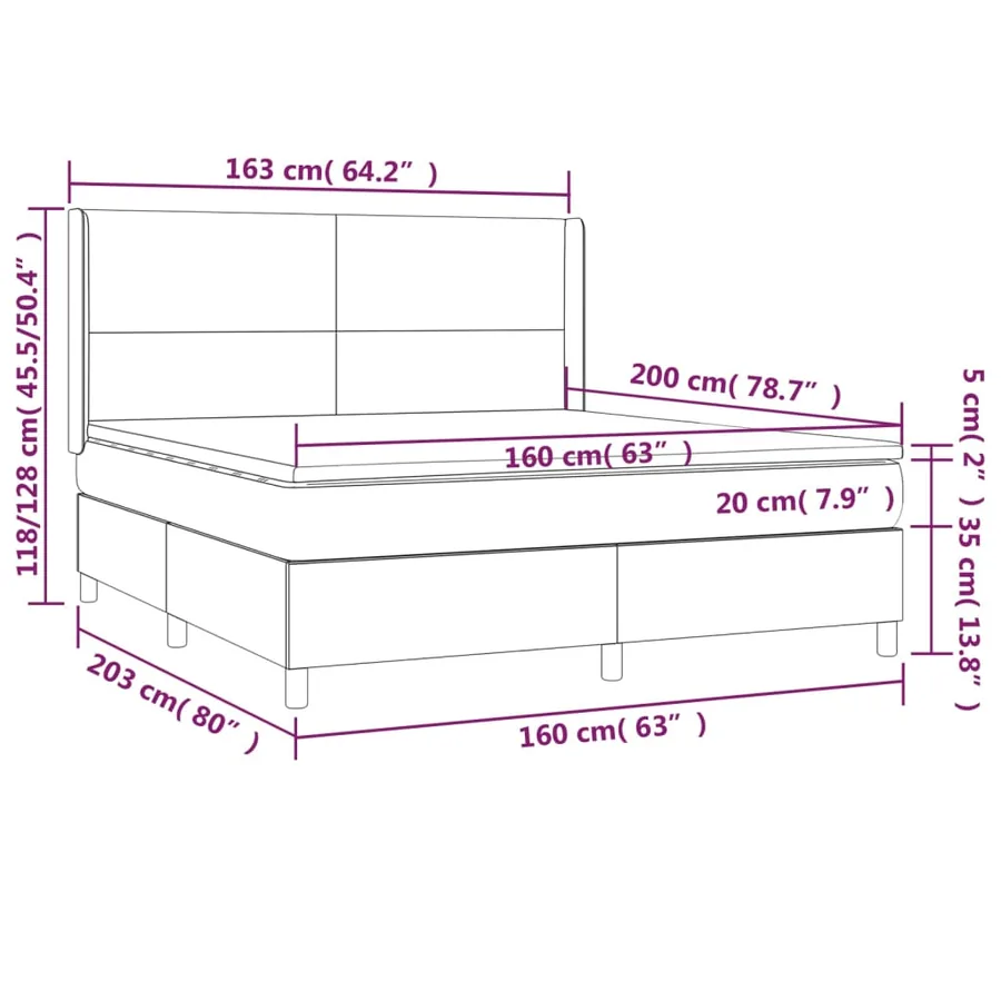 Sommier à lattes de lit matelas LED Blanc 160x200 cm Similicuir - 8