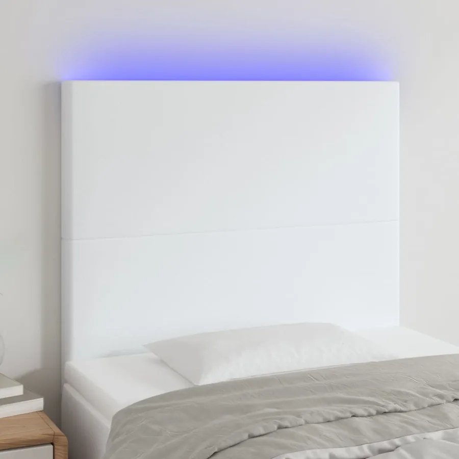 Tête de lit à LED Blanc 80x5x118/128 cm Similicuir