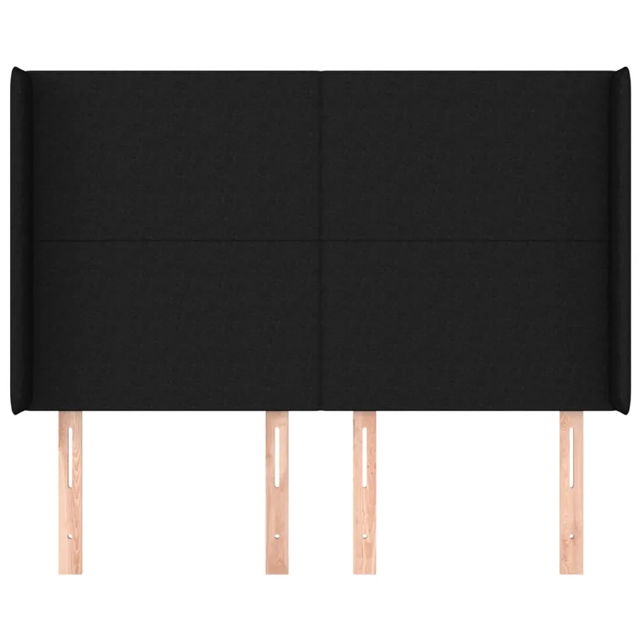 Tête de lit avec oreilles Noir 147x16x118/128 cm Tissu - 3