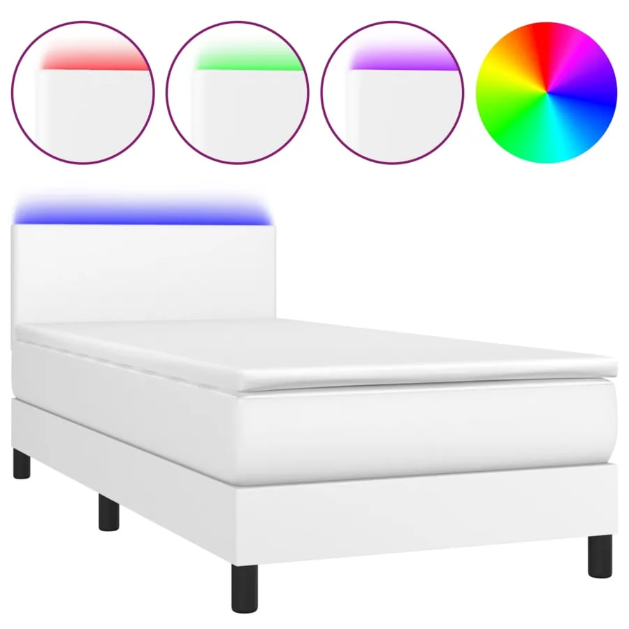 Sommier à lattes de lit avec matelas et LED Blanc 90x200cm - 2