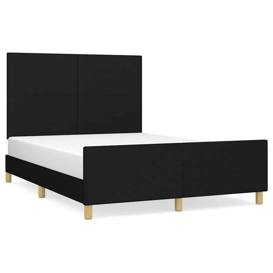 Cadre de lit sans matelas noir 140x190 cm tissu - 2