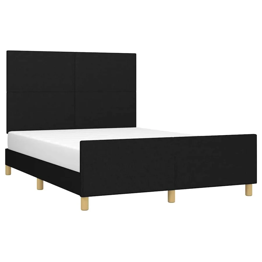 Cadre de lit sans matelas noir 140x190 cm tissu - 3