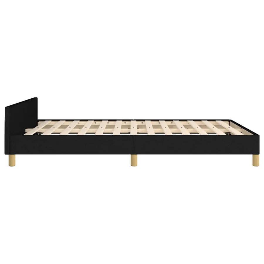 Cadre de lit sans matelas noir 140x190 cm tissu - 7