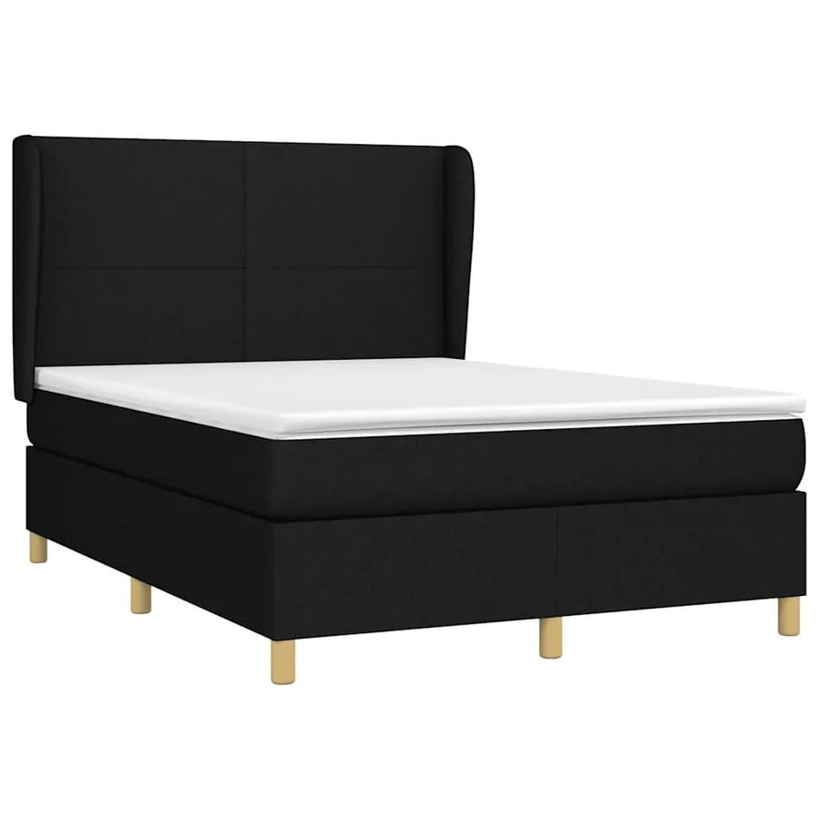 Sommier à lattes de lit avec matelas Noir 140x190 cm Tissu - 3