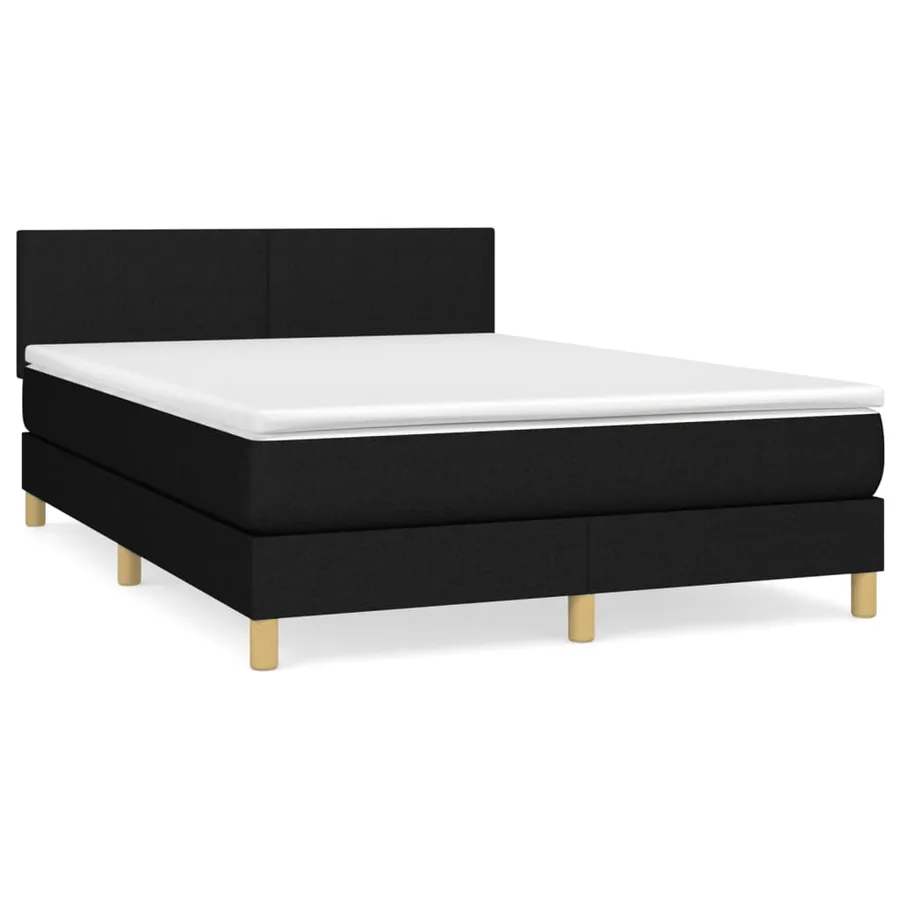 Sommier à lattes de lit avec matelas Noir 140x190 cm Tissu - 2