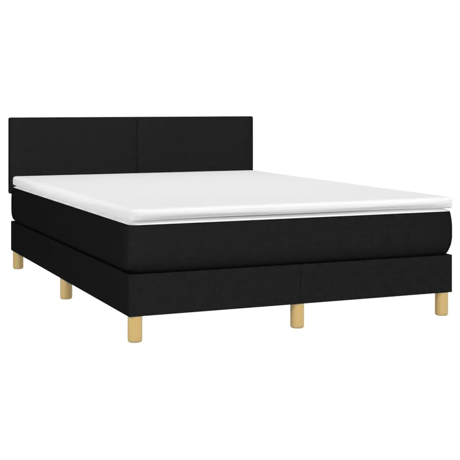 Sommier à lattes de lit avec matelas Noir 140x190 cm Tissu - 3