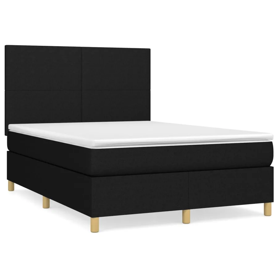 Sommier à lattes de lit avec matelas Noir 140x200 cm Tissu - 2