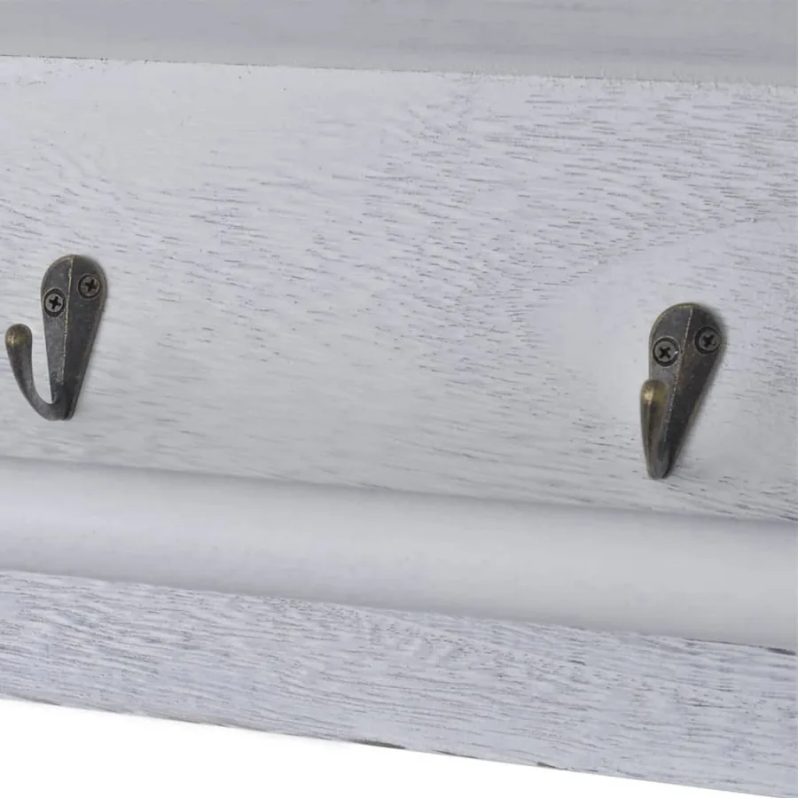Porte-manteau Blanc 60x23,5x33 cm Bois de Paulownia - 6