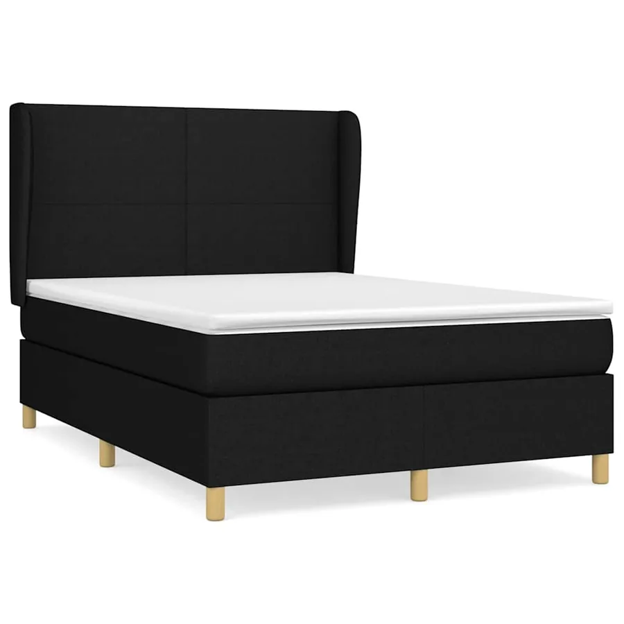Sommier à lattes de lit avec matelas Noir 140x200 cm Tissu - 2