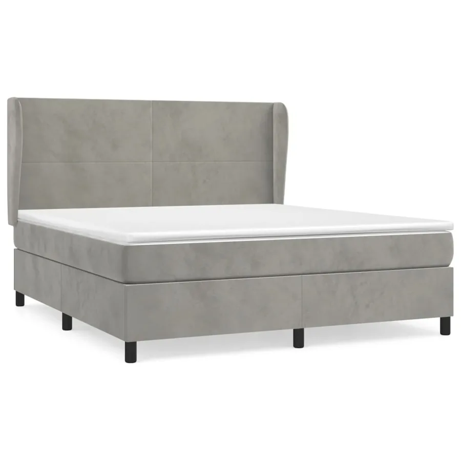 Sommier à lattes de lit et matelas Gris clair 160x200cm Velours - 2