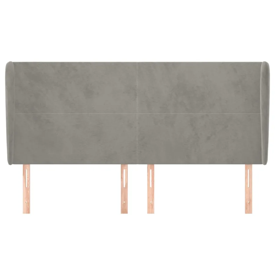 Tête de lit avec oreilles Gris clair 163x23x118/128 cm Velours - 3