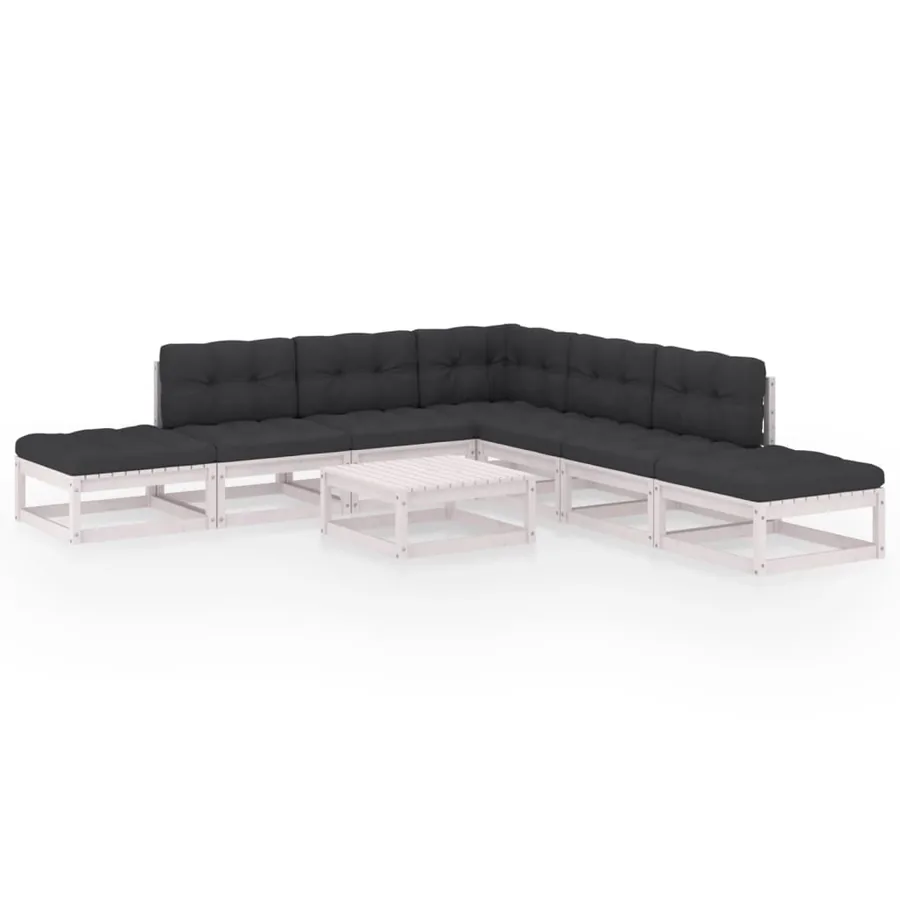 Salon de jardin 8 pcs avec coussins Bois de pin massif - 2