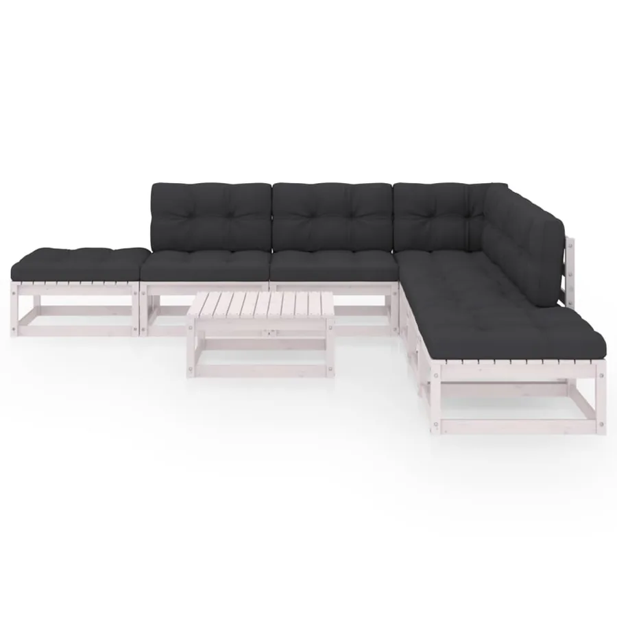Salon de jardin 8 pcs avec coussins Bois de pin massif - 3