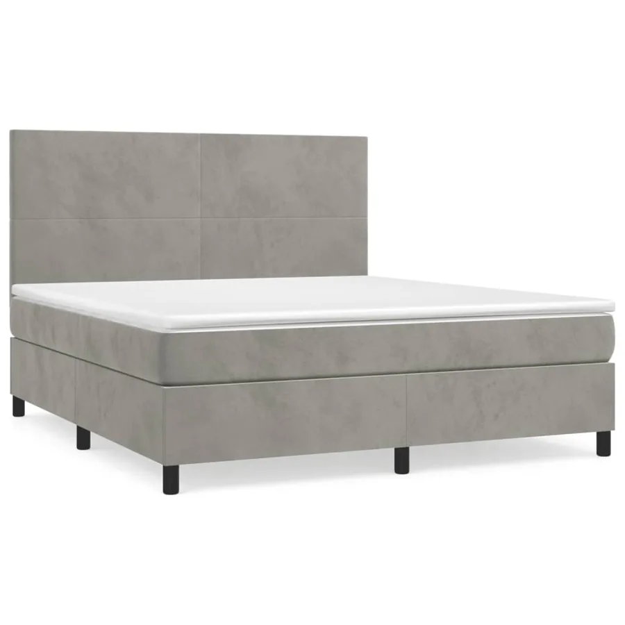 Sommier à lattes de lit et matelas Gris clair 160x200cm Velours - 2
