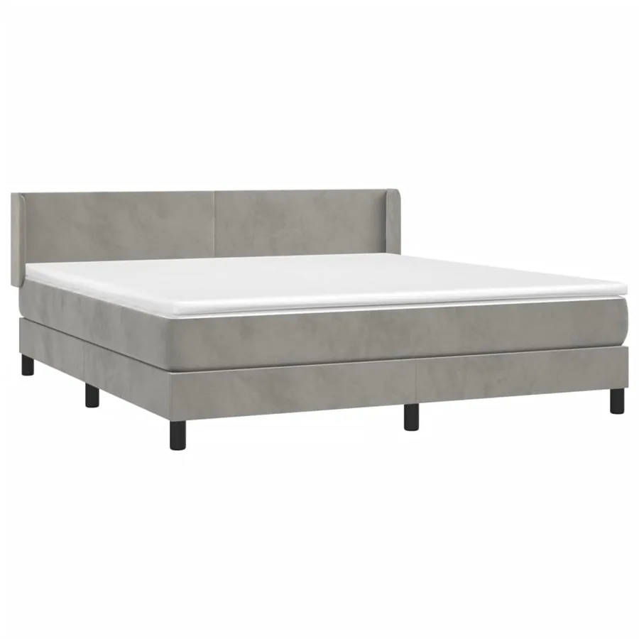 Sommier à lattes de lit et matelas Gris clair 160x200cm Velours - 3
