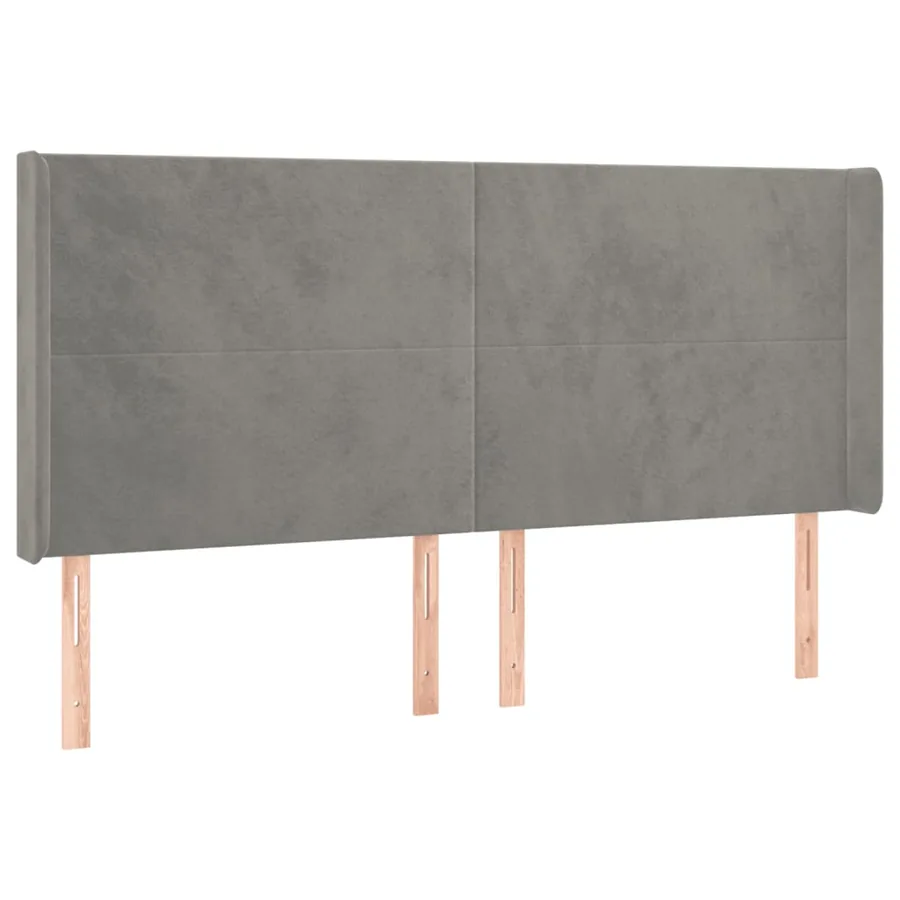Tête de lit avec oreilles Gris clair 163x16x118/128 cm Velours - 2