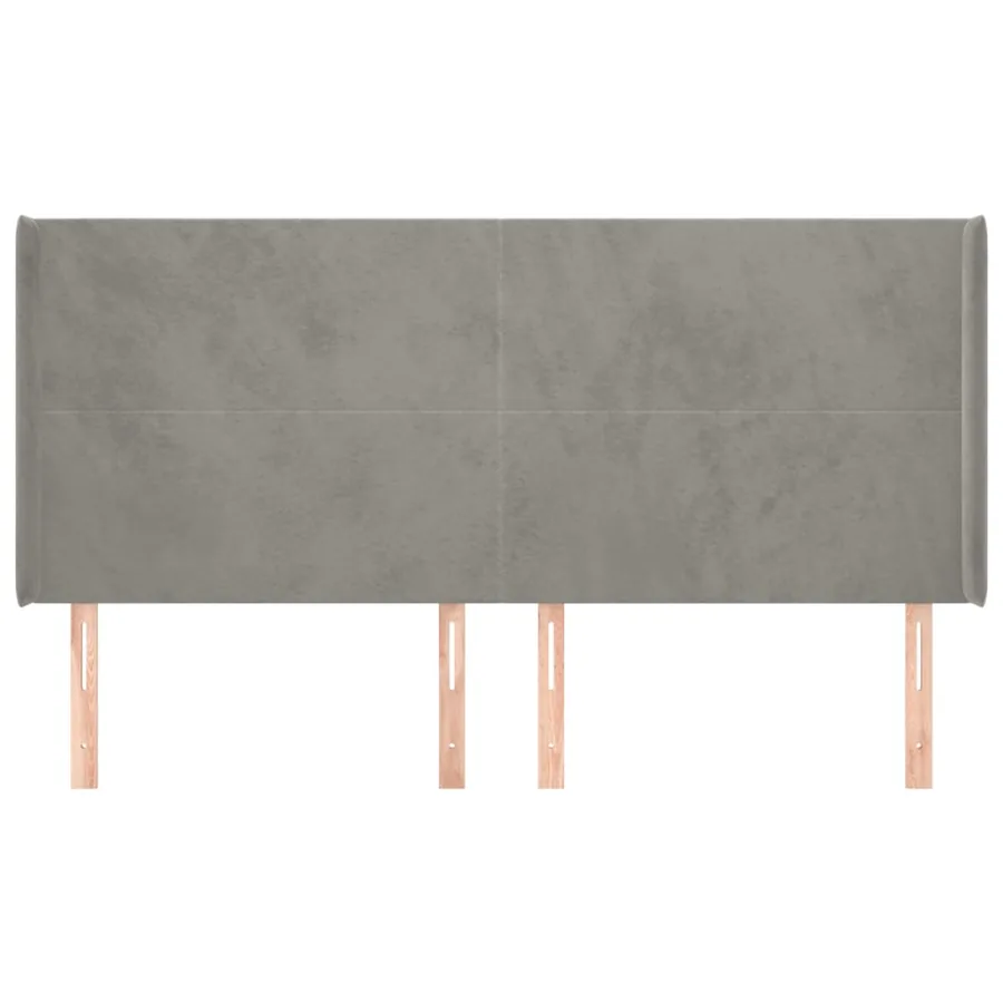 Tête de lit avec oreilles Gris clair 163x16x118/128 cm Velours - 3