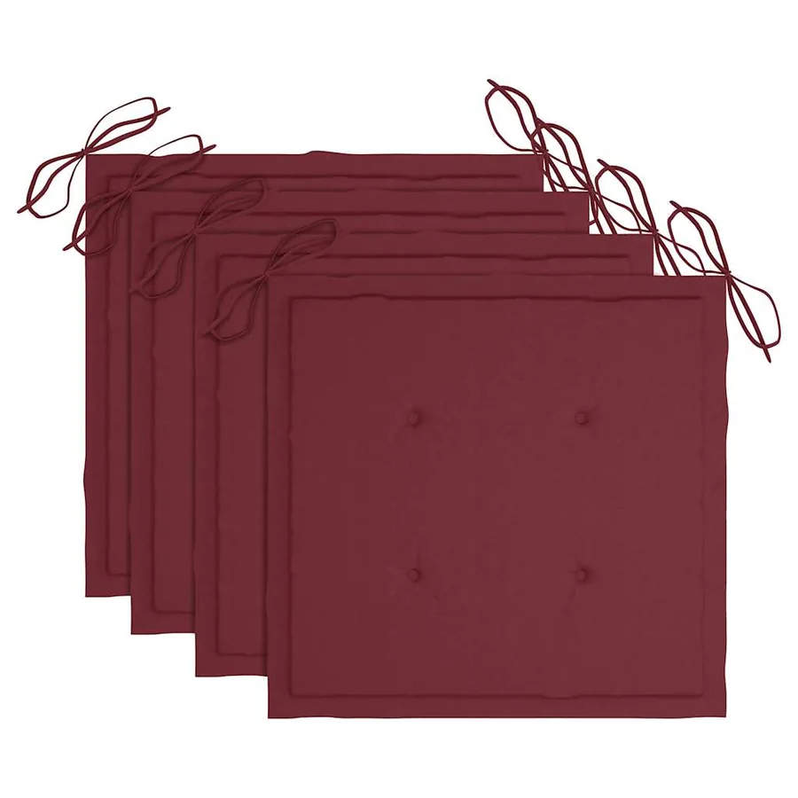 Chaises de jardin empilables avec coussins lot de 4 Teck solide - 7
