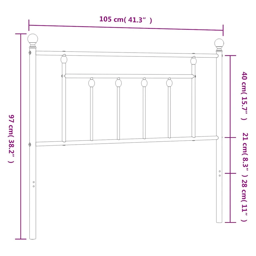 Tête de lit de remplacement métal noir 100 cm - 7